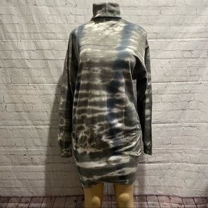 Young Fabulous & Broke Turtleneck Tye Die Asymmetrical Zip Mini Dress Sm…